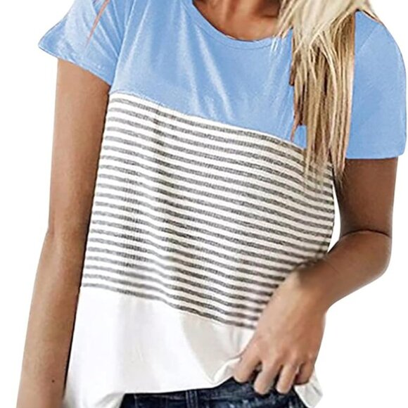 Yunjey Tops - EUC Yunjey Womens Multicolor Colorblock Round Neck Short Sleeves T Shirt Sz S
